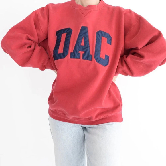 Vintage  Gear For Sports Big Cotton Red DAC University Crewneck Sweater L - Picture 2 of 12